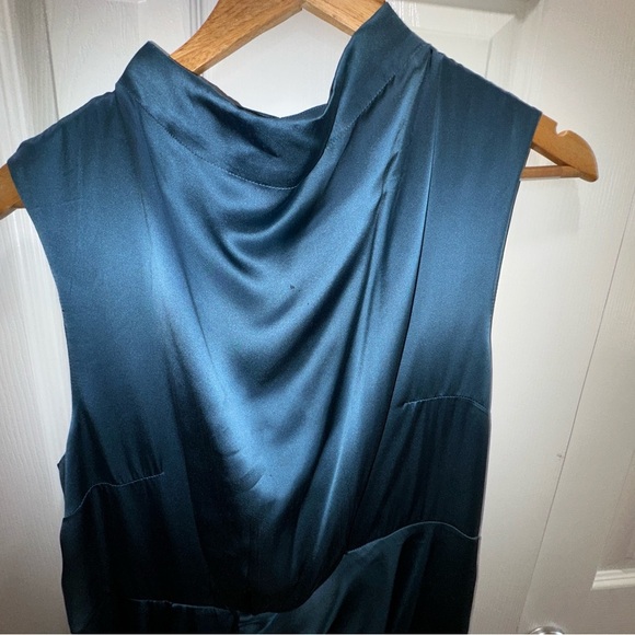 Anthropologie Silk Elegant Teal Sleeveless Dress - Picture 3 of 16